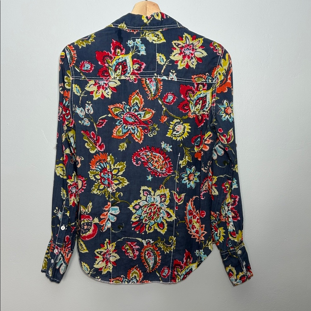 CINO Pomegranate Floral button down Shirt Blue/Gray/Pink XS - Picture 3 of 7